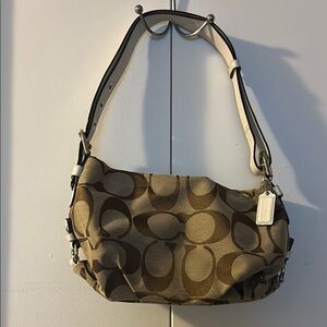 Coach Brown and Cream Shoulder Bag with Elegant Design